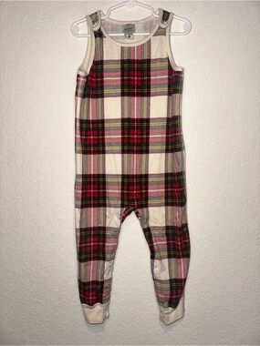 Hanna Andersson Xmas Plaid Sleeveless Romper 90 cm 3T